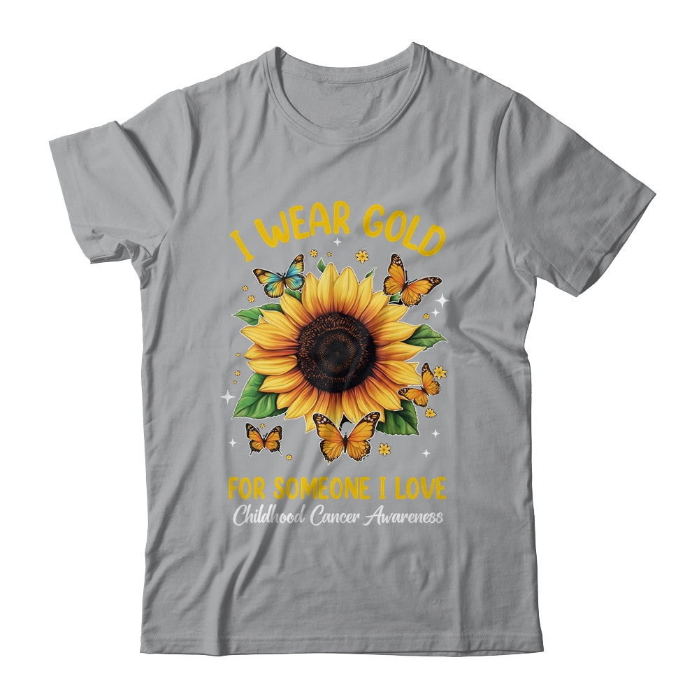 I Wear Gold Childhood Cancer Awareness Sunflower Women Kids Shirt & Hoodie | teecentury