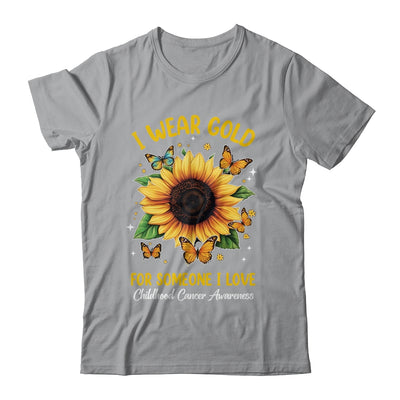 I Wear Gold Childhood Cancer Awareness Sunflower Women Kids Shirt & Hoodie | teecentury