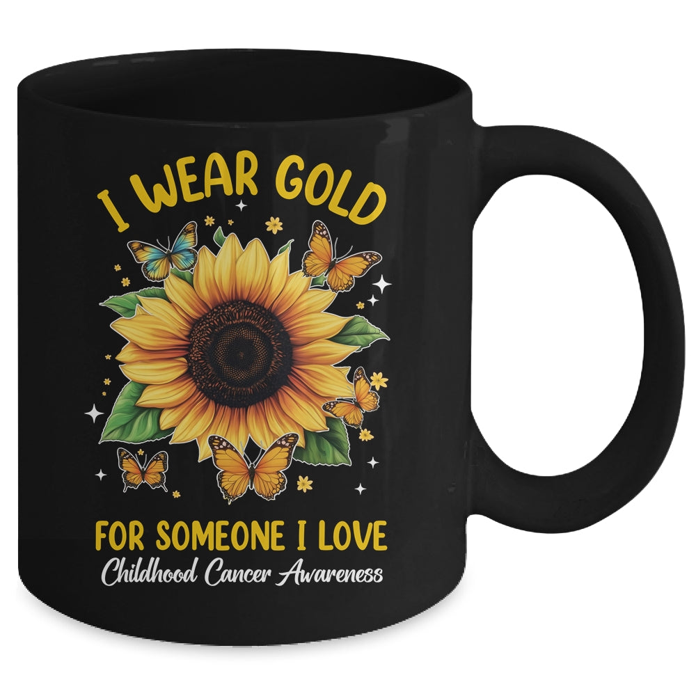 I Wear Gold Childhood Cancer Awareness Sunflower Women Kids Mug | teecentury