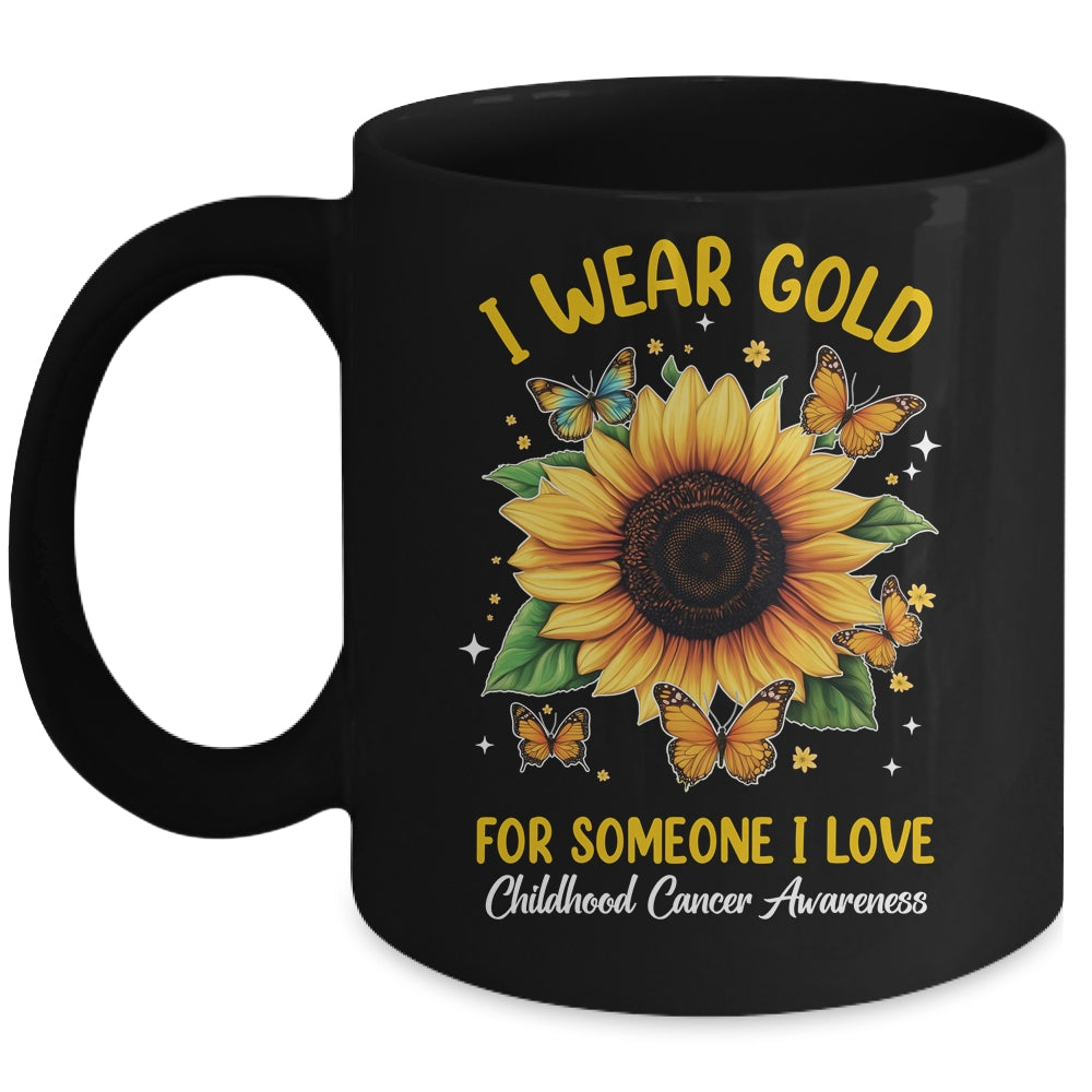 I Wear Gold Childhood Cancer Awareness Sunflower Women Kids Mug | teecentury