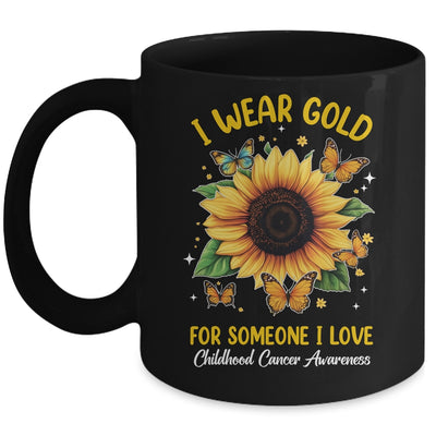 I Wear Gold Childhood Cancer Awareness Sunflower Women Kids Mug | teecentury