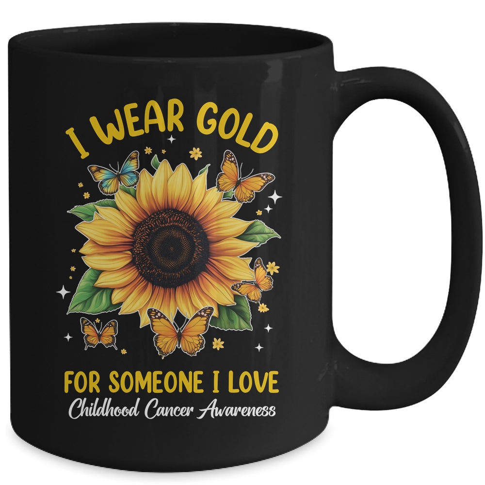 I Wear Gold Childhood Cancer Awareness Sunflower Women Kids Mug | teecentury