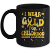I Wear Gold Childhood Cancer Awareness Support Retro Groovy Mug | teecentury