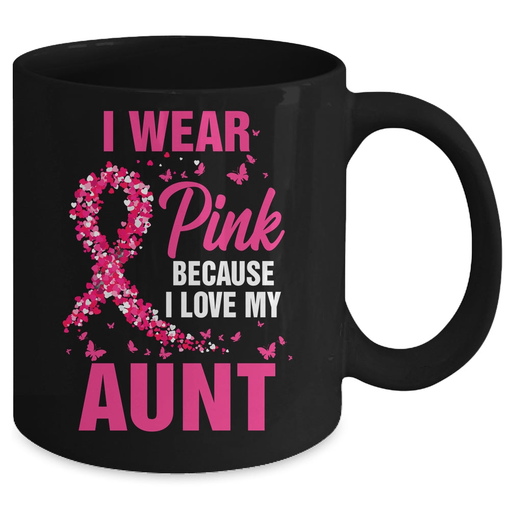 I Wear Pink For My Aunt Breast Cancer Awareness Butterfly Mug | teecentury
