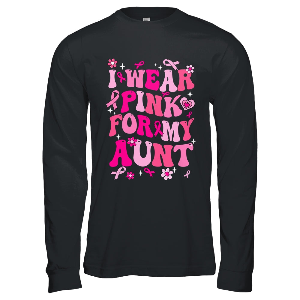 I Wear Pink For My Aunt Breast Cancer Awareness Support Groovy Shirt & Hoodie | teecentury