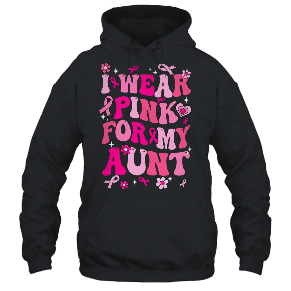 I Wear Pink For My Aunt Breast Cancer Awareness Support Groovy Shirt & Hoodie | teecentury