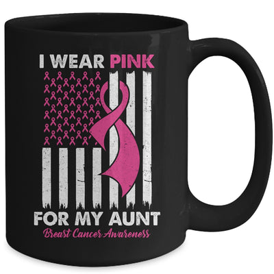 I Wear Pink For My Aunt Breast Cancer Awareness US Flag Mug | teecentury