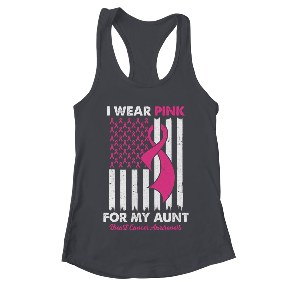 I Wear Pink For My Aunt Breast Cancer Awareness US Flag Shirt & Tank Top | teecentury