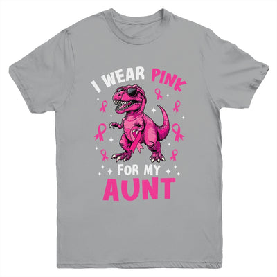 I Wear Pink For My Aunt T-Rex Dinosaur Breast Cancer Awareness Youth Shirt | teecentury