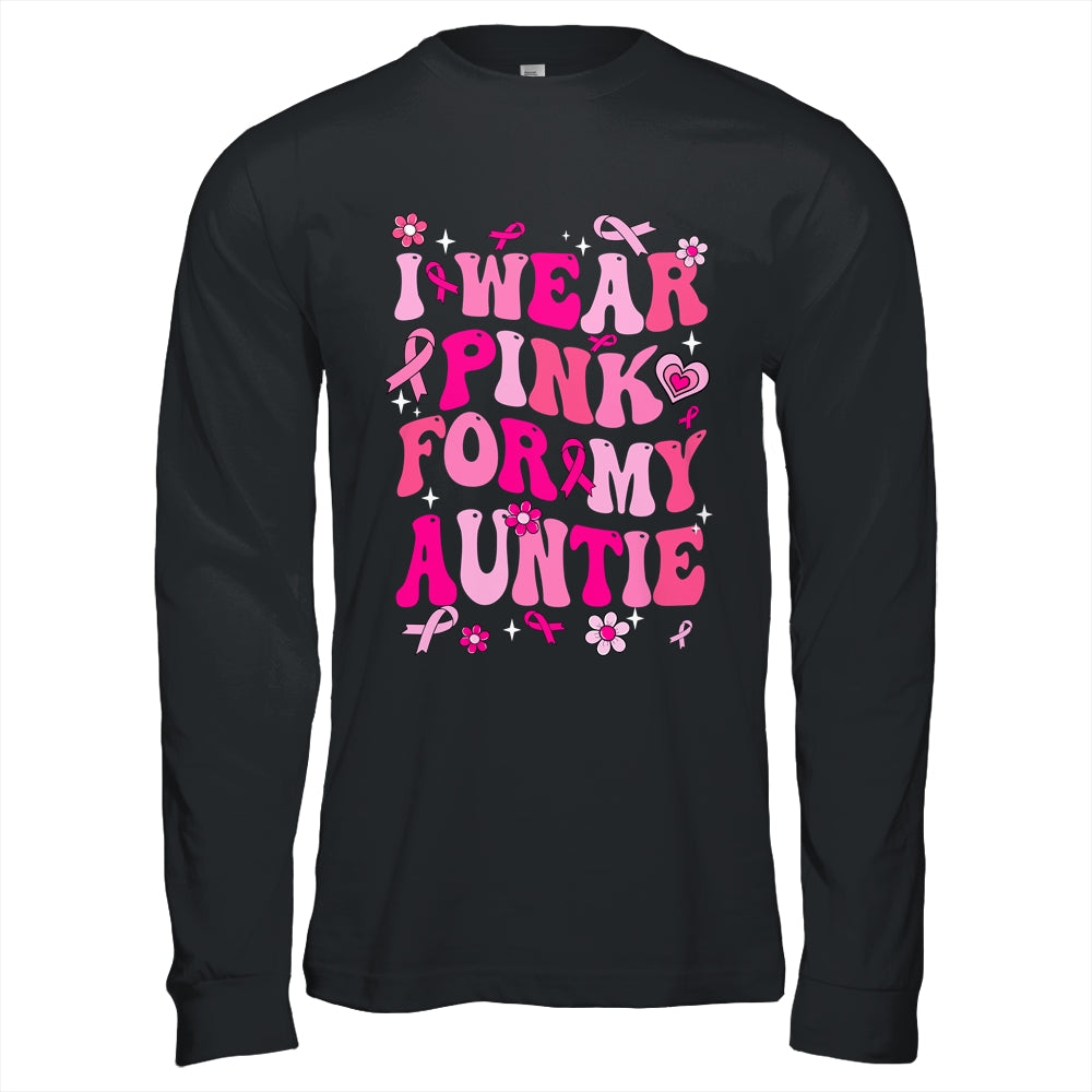 I Wear Pink For My Auntie Breast Cancer Awareness Support Groovy Shirt & Hoodie | teecentury