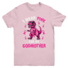 I Wear Pink For My Godmother T-Rex Dinosaur Breast Cancer Awareness Youth Shirt | teecentury