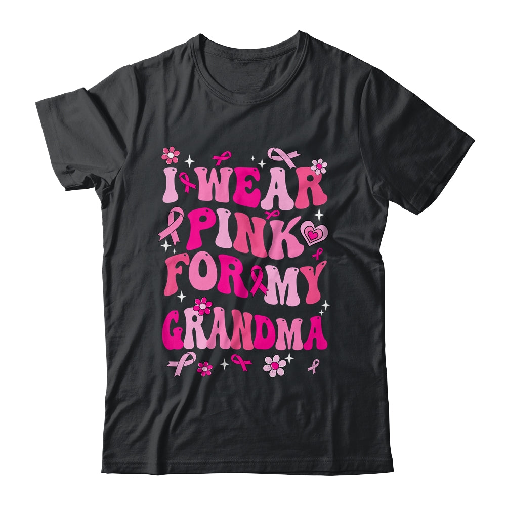I Wear Pink For My Grandma Breast Cancer Awareness Support Groovy Shirt & Hoodie | teecentury