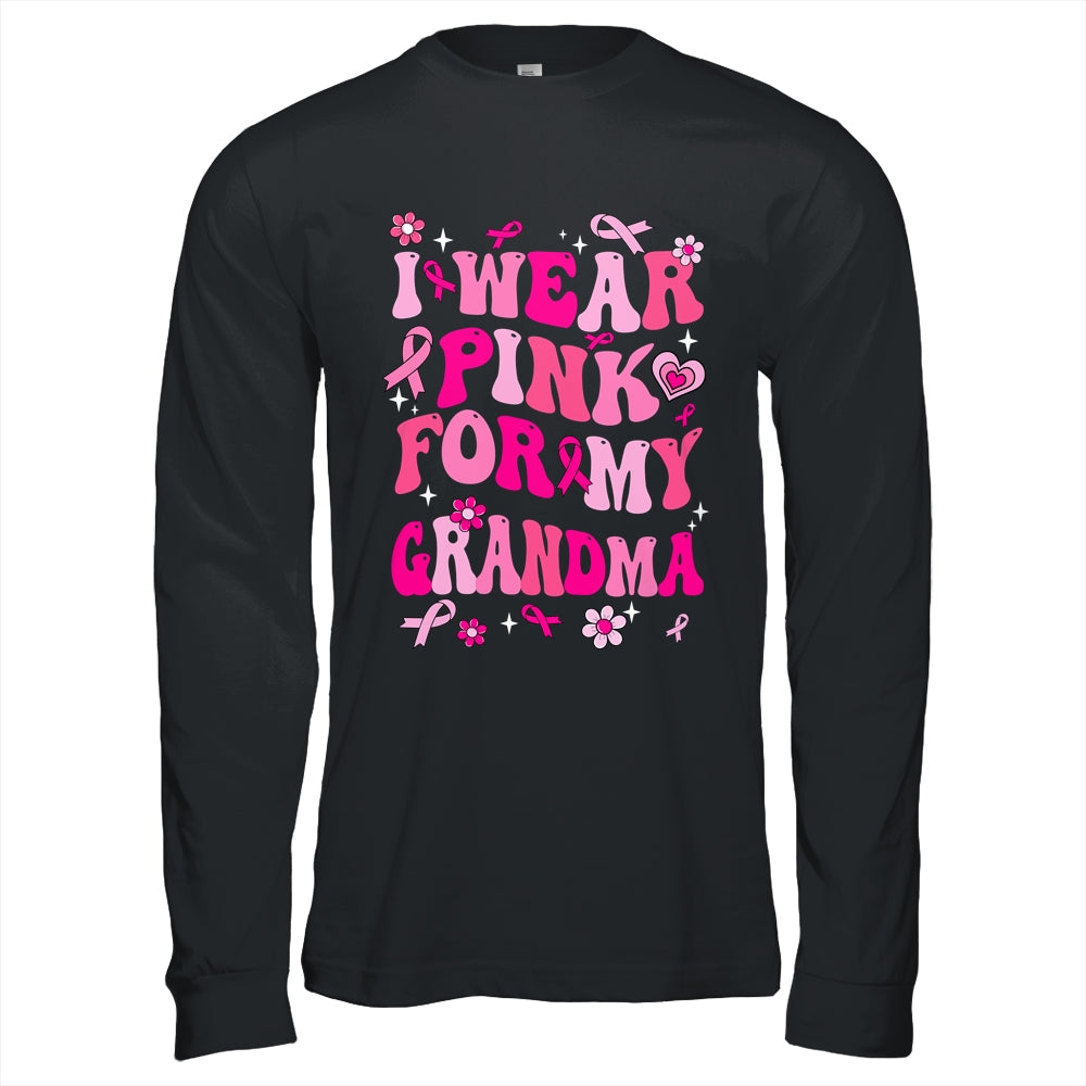 I Wear Pink For My Grandma Breast Cancer Awareness Support Groovy Shirt & Hoodie | teecentury