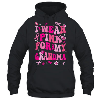 I Wear Pink For My Grandma Breast Cancer Awareness Support Groovy Shirt & Hoodie | teecentury
