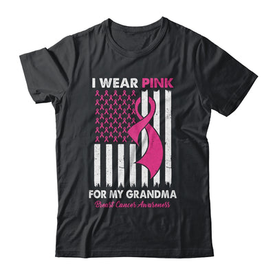 I Wear Pink For My Grandma Breast Cancer Awareness US Flag Shirt & Tank Top | teecentury