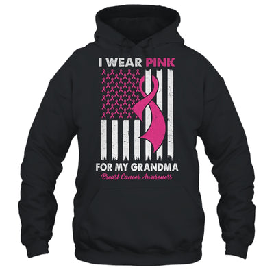 I Wear Pink For My Grandma Breast Cancer Awareness US Flag Shirt & Tank Top | teecentury