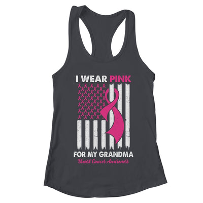 I Wear Pink For My Grandma Breast Cancer Awareness US Flag Shirt & Tank Top | teecentury