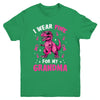I Wear Pink For My Grandma T-Rex Dinosaur Breast Cancer Awareness Youth Shirt | teecentury