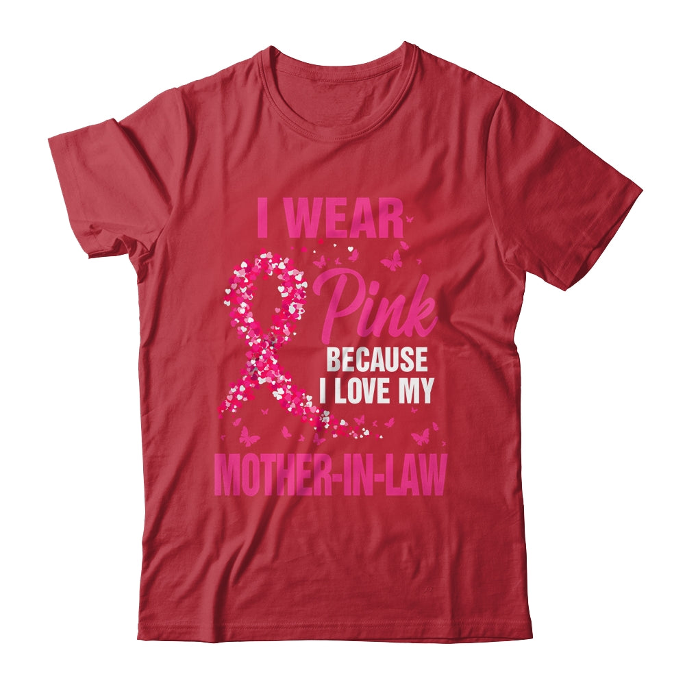 I Wear Pink For My Mother-In-Law Breast Cancer Awareness Butterfly Shirt & Tank Top | teecentury