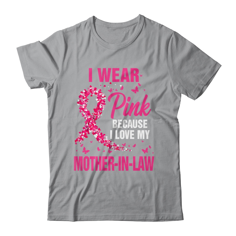 I Wear Pink For My Mother-In-Law Breast Cancer Awareness Butterfly Shirt & Tank Top | teecentury