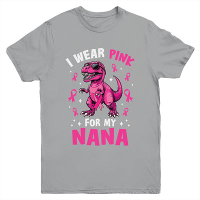 I Wear Pink For My Nana T-Rex Dinosaur Breast Cancer Awareness Youth Shirt | teecentury