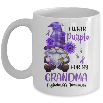 I Wear Purple For My Grandma Gnome Alzheimer's Awareness Mug | teecentury