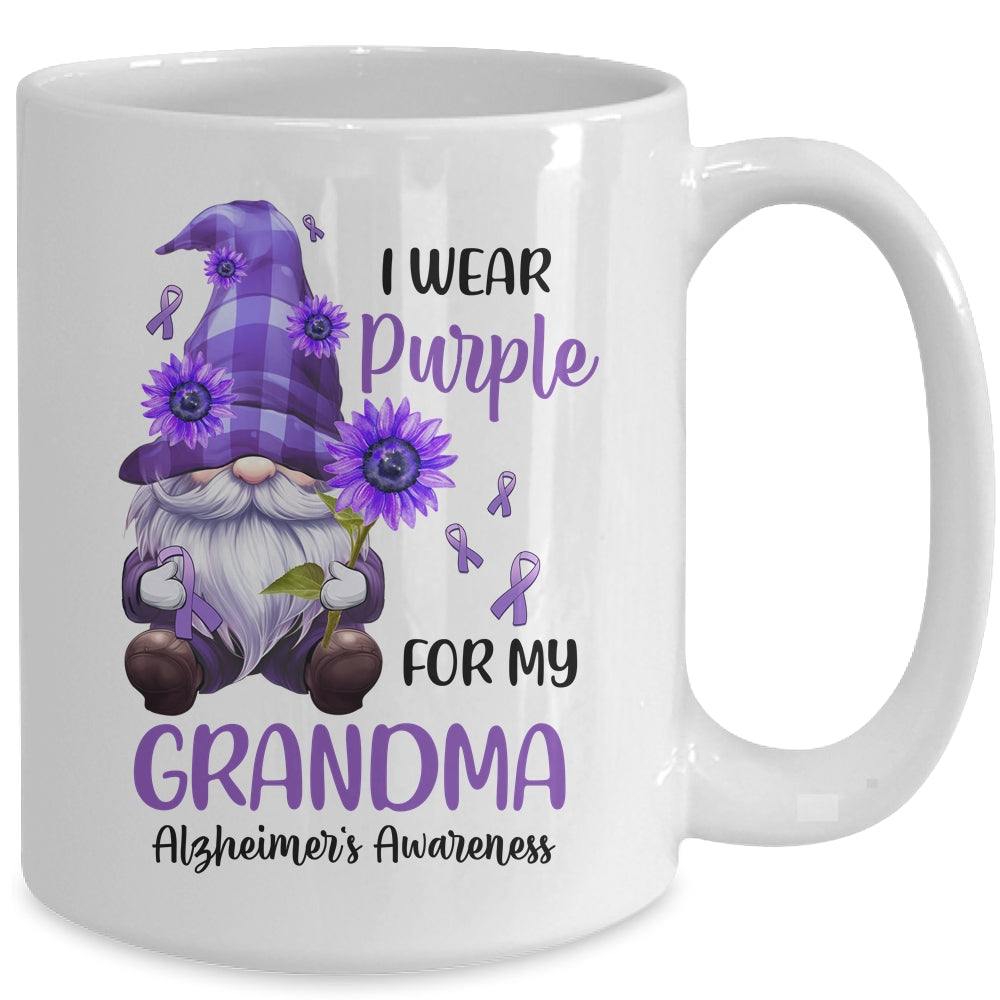 I Wear Purple For My Grandma Gnome Alzheimer's Awareness Mug | teecentury