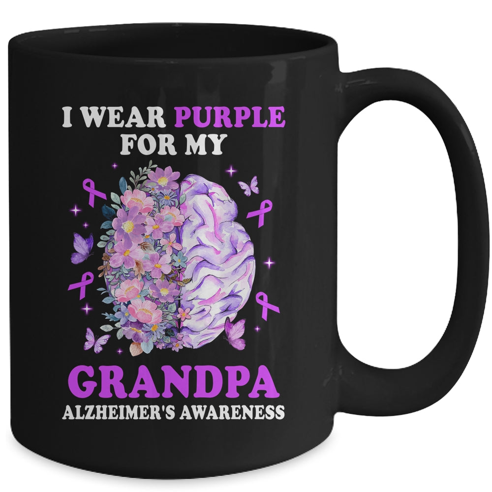 I Wear Purple For My Grandpa Alzheimer's Awareness Brain Mug | teecentury