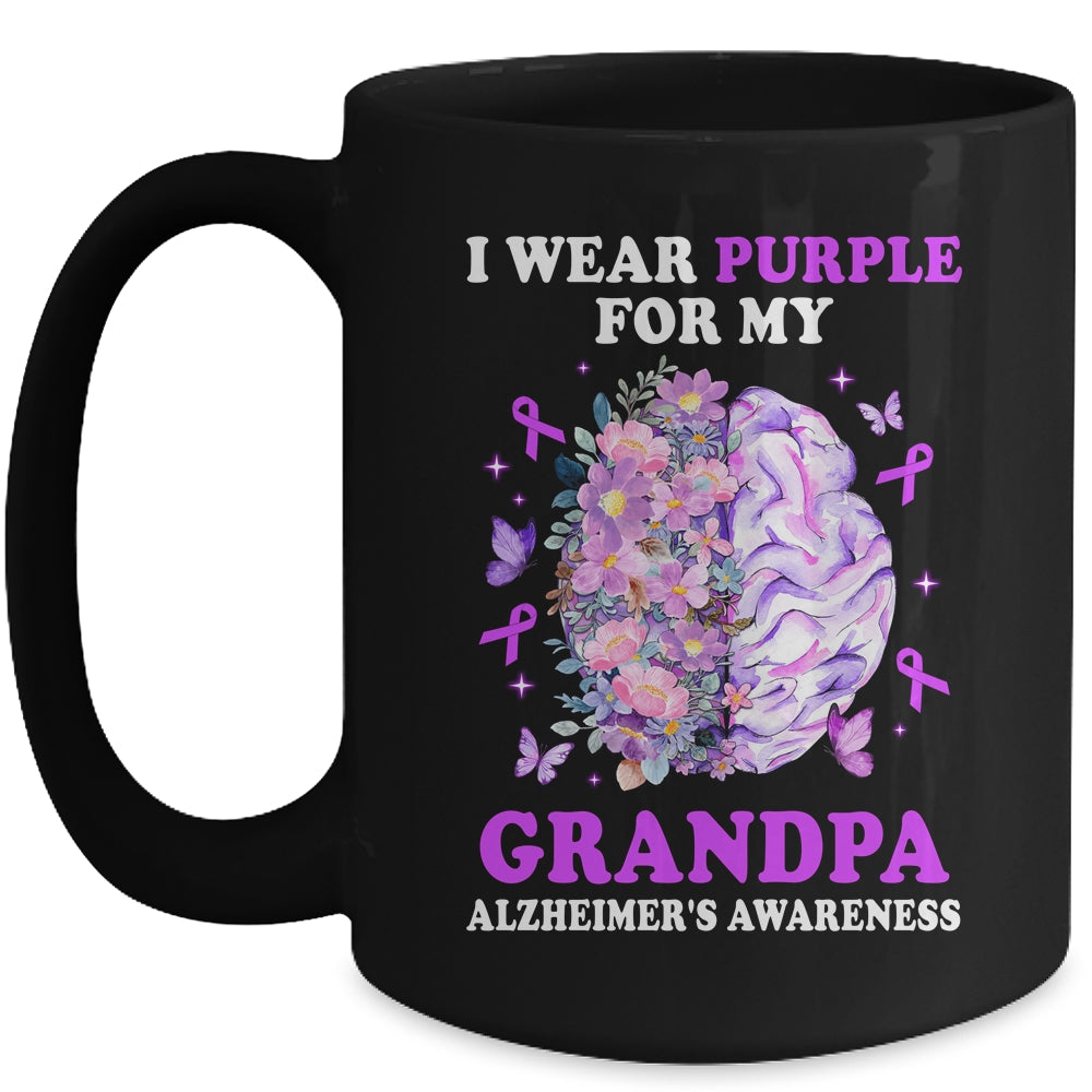 I Wear Purple For My Grandpa Alzheimer's Awareness Brain Mug | teecentury