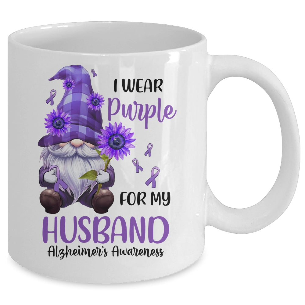 I Wear Purple For My Husband Gnome Alzheimer's Awareness Mug | teecentury
