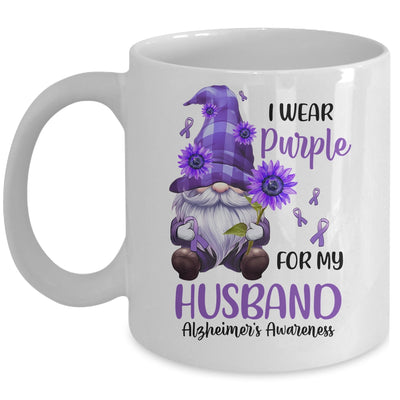 I Wear Purple For My Husband Gnome Alzheimer's Awareness Mug | teecentury