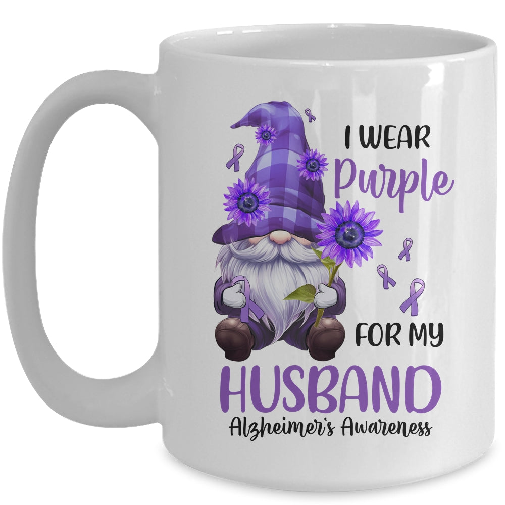 I Wear Purple For My Husband Gnome Alzheimer's Awareness Mug | teecentury