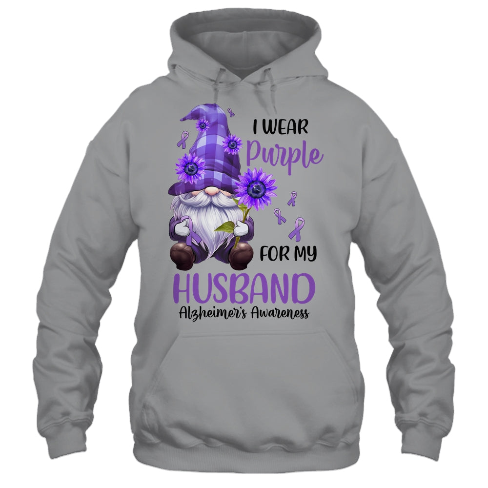 I Wear Purple For My Husband Gnome Alzheimer's Awareness Shirt & Hoodie | teecentury