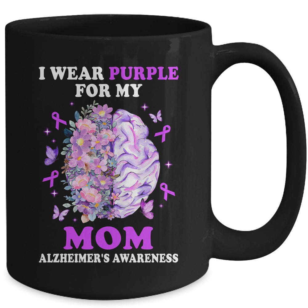 I Wear Purple For My Mom Alzheimer's Awareness Brain Mug | teecentury