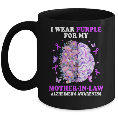 I Wear Purple For My Mother-In-Law Alzheimer's Awareness Brain Mug | teecentury