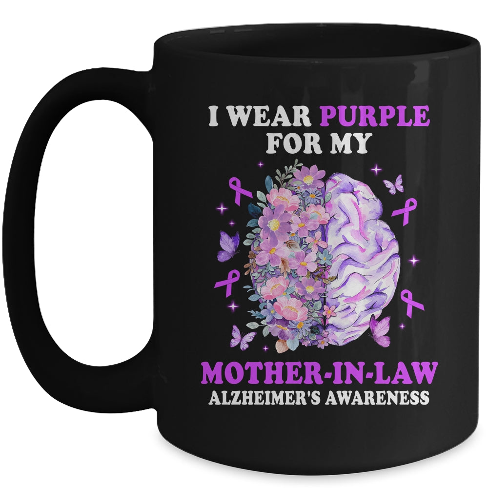 I Wear Purple For My Mother-In-Law Alzheimer's Awareness Brain Mug | teecentury