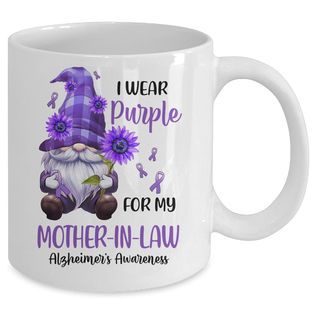I Wear Purple For My Mother-In-Law Gnome Alzheimer's Awareness Mug | teecentury