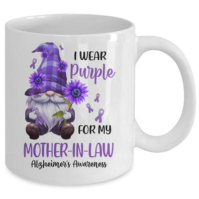 I Wear Purple For My Mother-In-Law Gnome Alzheimer's Awareness Mug | teecentury
