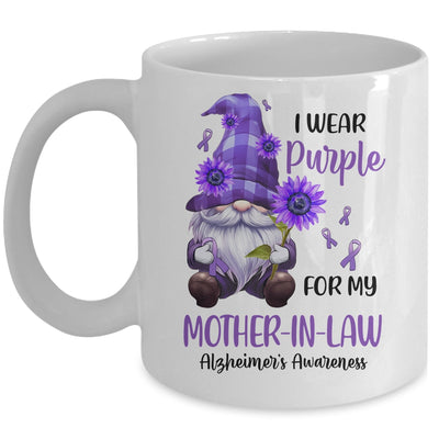 I Wear Purple For My Mother-In-Law Gnome Alzheimer's Awareness Mug | teecentury