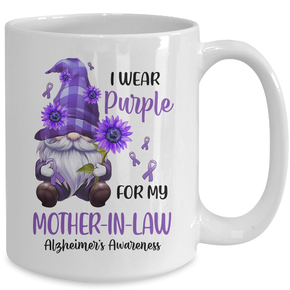 I Wear Purple For My Mother-In-Law Gnome Alzheimer's Awareness Mug | teecentury