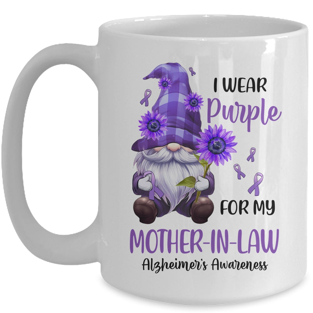 I Wear Purple For My Mother-In-Law Gnome Alzheimer's Awareness Mug | teecentury