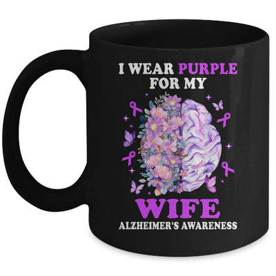 I Wear Purple For My Wife Alzheimer's Awareness Brain Mug | teecentury