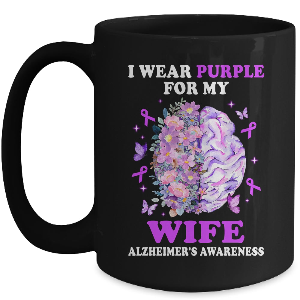 I Wear Purple For My Wife Alzheimer's Awareness Brain Mug | teecentury