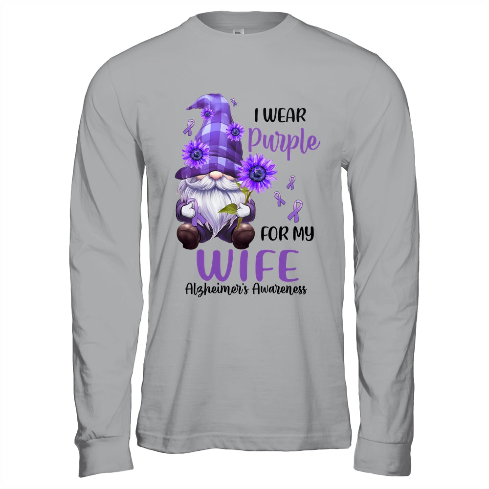 I Wear Purple For My Wife Gnome Alzheimer's Awareness Shirt & Hoodie | teecentury