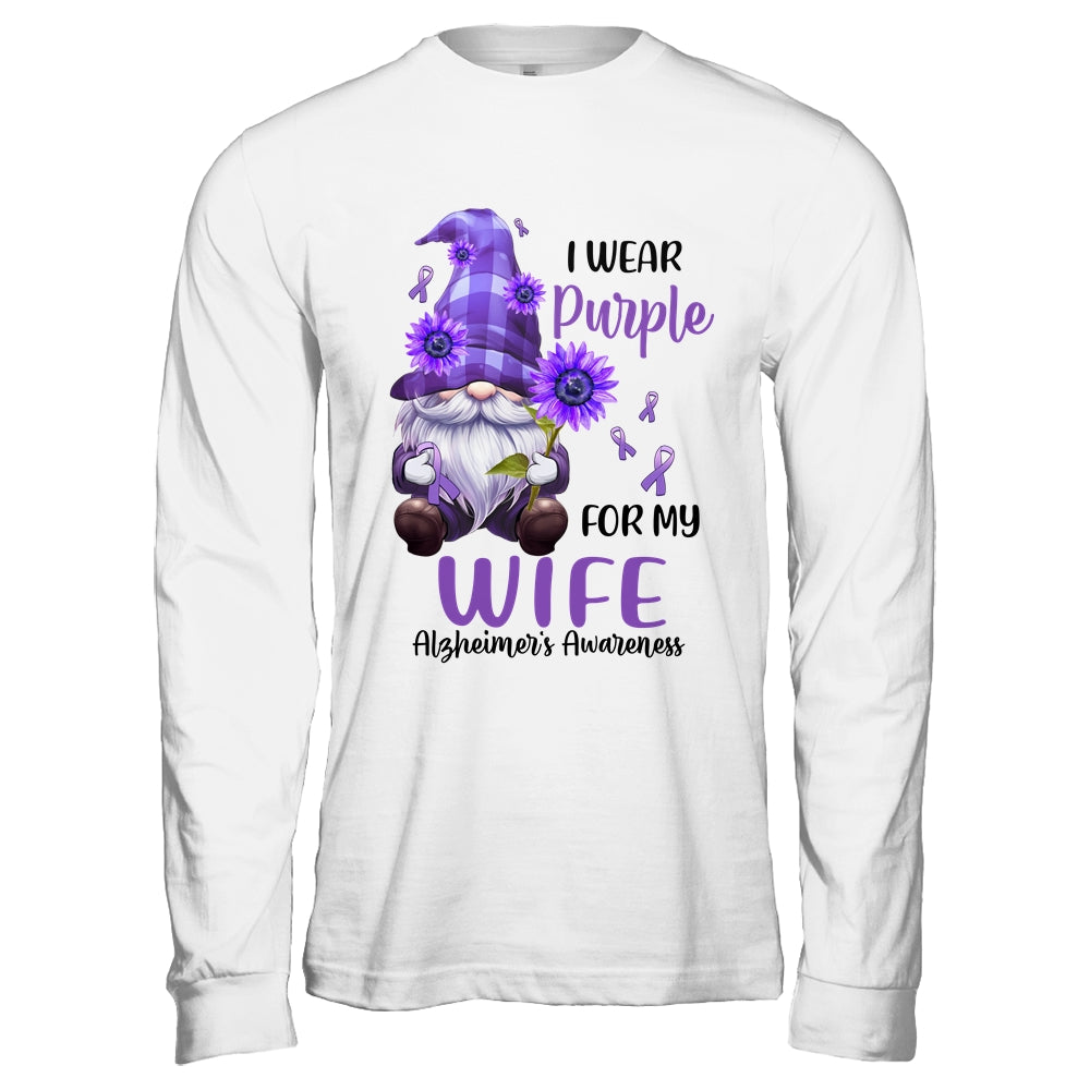 I Wear Purple For My Wife Gnome Alzheimer's Awareness Shirt & Hoodie | teecentury