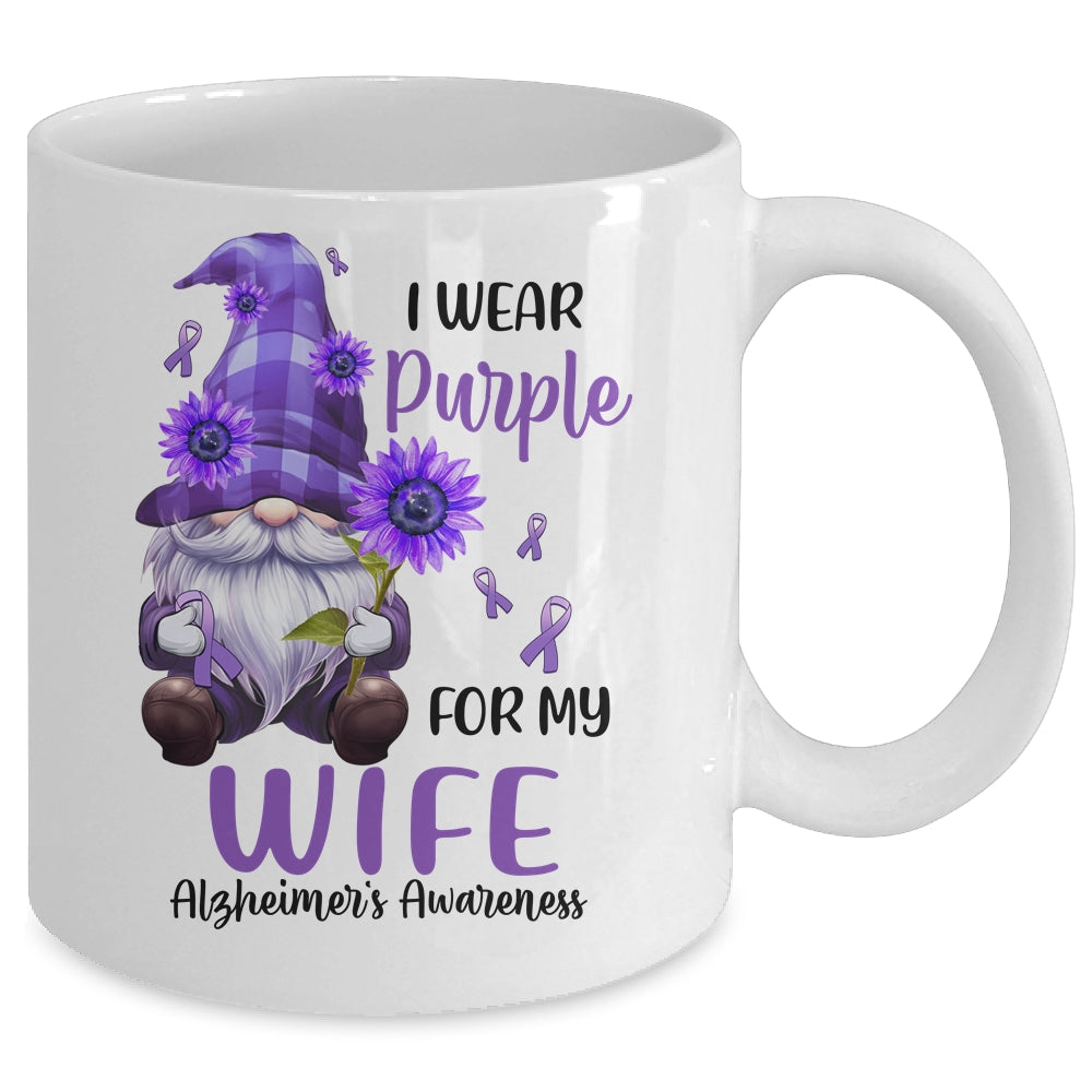 I Wear Purple For My Wife Gnome Alzheimer's Awareness Mug | teecentury