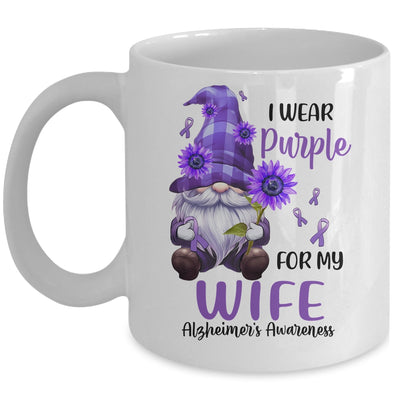 I Wear Purple For My Wife Gnome Alzheimer's Awareness Mug | teecentury