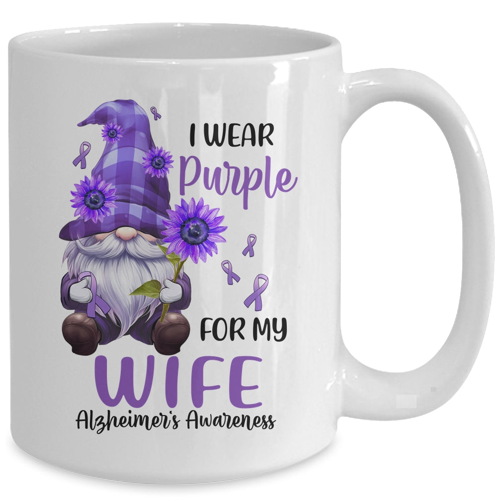I Wear Purple For My Wife Gnome Alzheimer's Awareness Mug | teecentury