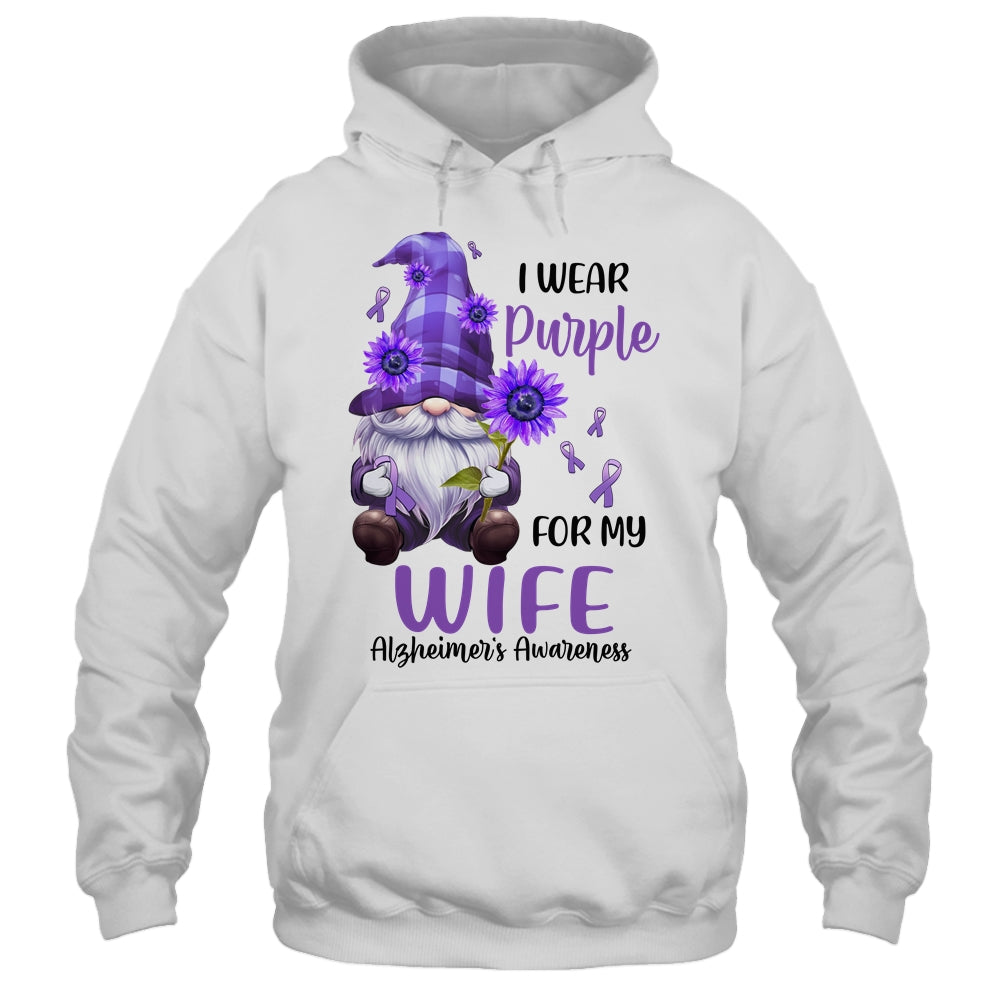 I Wear Purple For My Wife Gnome Alzheimer's Awareness Shirt & Hoodie | teecentury