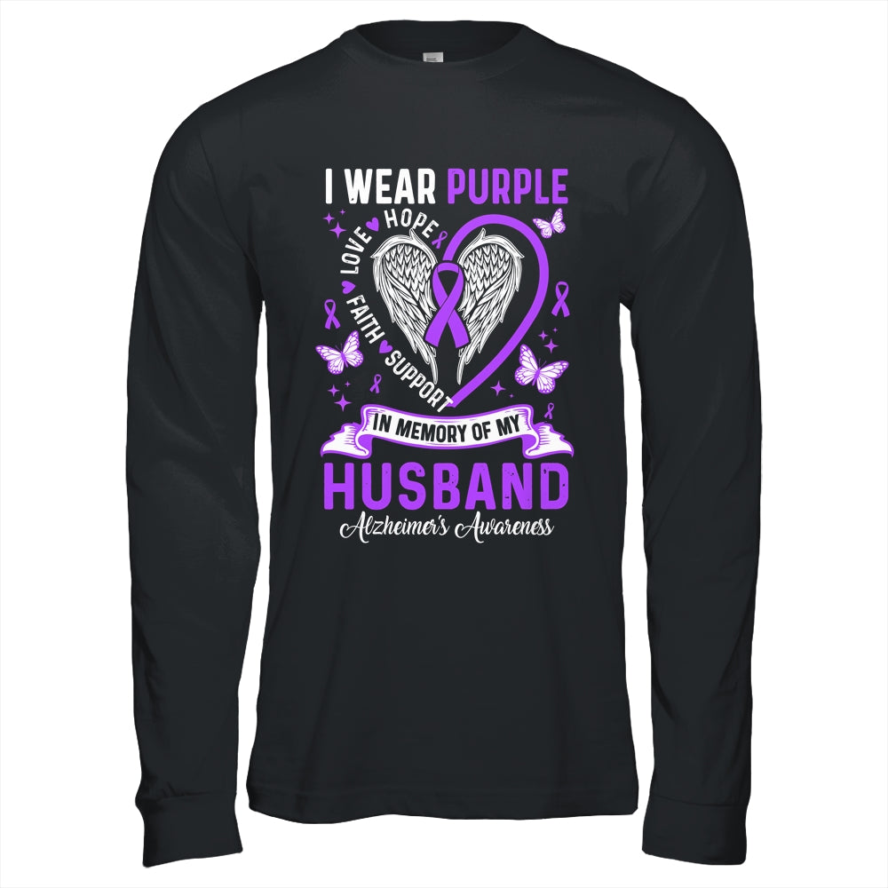 I Wear Purple In Memory Of My Husband Alzheimer's Awareness Shirt & Hoodie | teecentury